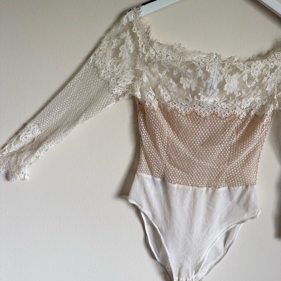 Vintage Jiki Monte-Carlo Creations Women's Bridal Lace Silk Wool Bodysuit S - Picture 7 of 14